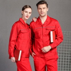 紅色電力工作服套裝 純棉工作服防靜電 JL-QD370